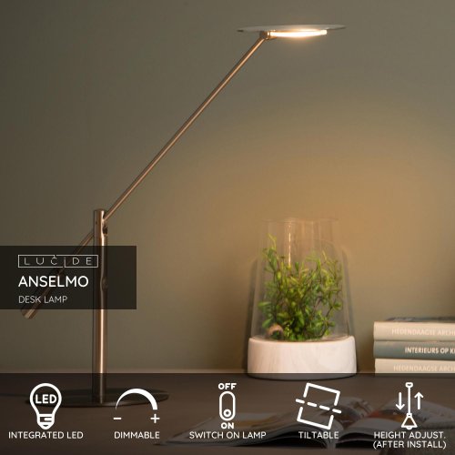 LUCIDE ANSELMO Desk lamp Led  9W Satin Chrome stolní lampa - obrázek