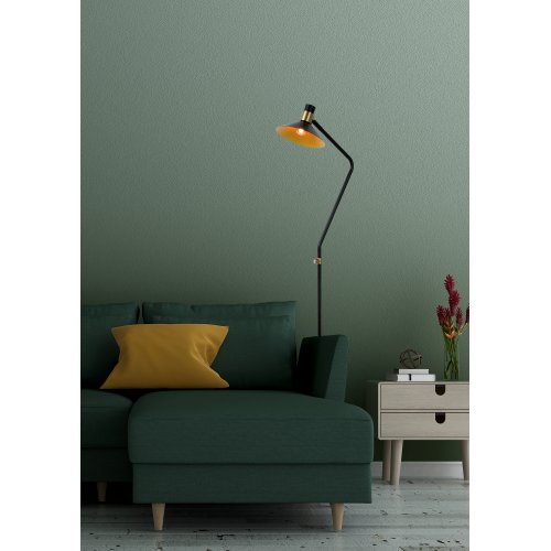 LUCIDE PEPIJN Floorlamp 1xE14 Black/Gold stojací lampa - obrázek