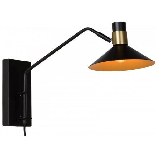 LUCIDE PEPIJN Wall Light 1xE14 Black/Gold nástěnné svítidlo - obrázek