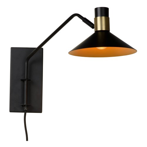 LUCIDE PEPIJN Wall Light 1xE14 Black/Gold nástěnné svítidlo - obrázek