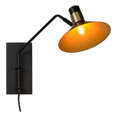 LUCIDE PEPIJN Wall Light 1xE14 Black/Gold nástěnné svítidlo - obrázek