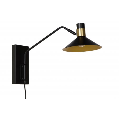 LUCIDE PEPIJN Wall Light 1xE14 Black/Gold nástěnné svítidlo - obrázek