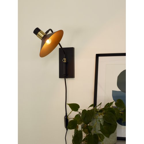 LUCIDE PEPIJN Wall Light 1xE14 Black/Gold nástěnné svítidlo - obrázek