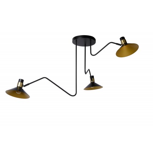 LUCIDE PEPIJN Ceiling Light 3xE14 Black/Gold - obrázek