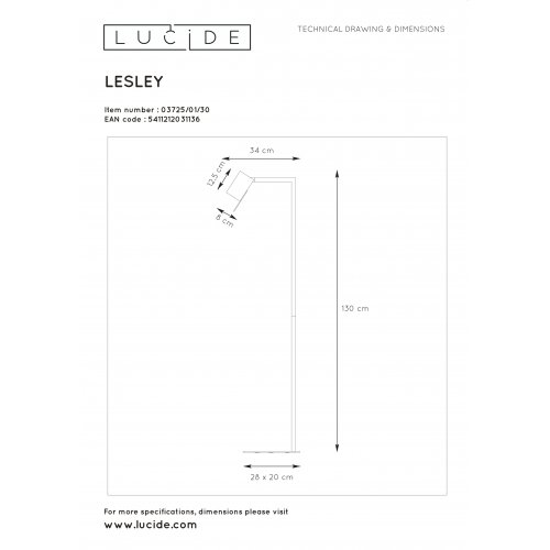 LUCIDE LESLEY Floor lamp GU10/35W Black stojací lampa - obrázek