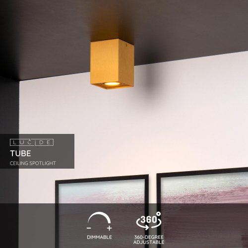 LUCIDE TUBE Spot GU10 built upSquare 9.6/9.6/12.5cm Mat G bodové svítidlo, bodovka - obrázek