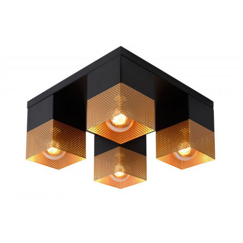 LUCIDE RENATE Ceiling Light  4x E27/40W Black/Gold - obrázek