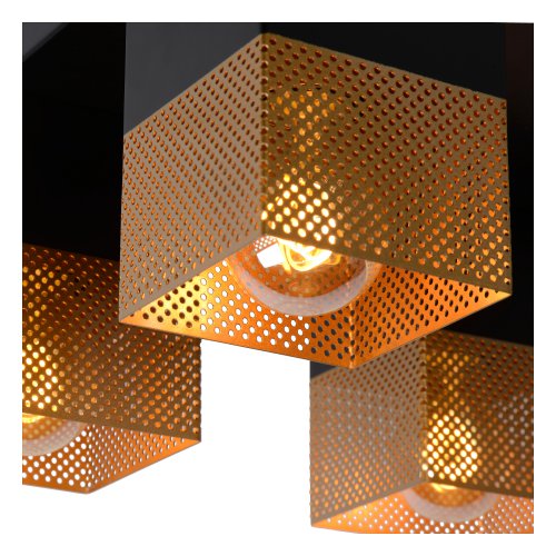 LUCIDE RENATE Ceiling Light  4x E27/40W Black/Gold - obrázek