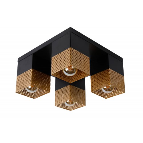 LUCIDE RENATE Ceiling Light  4x E27/40W Black/Gold - obrázek