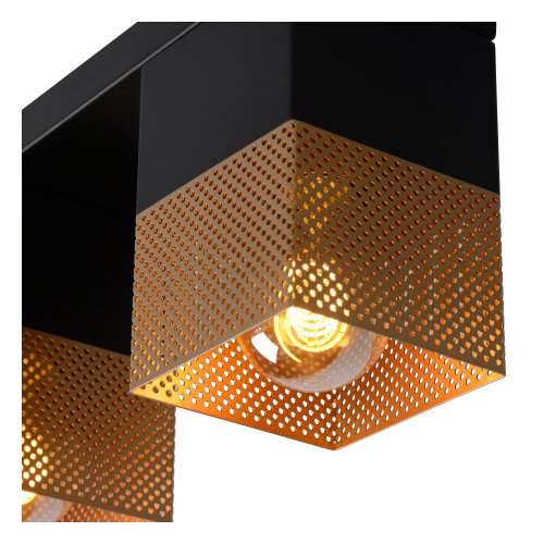 LUCIDE RENATE Ceiling Light  3x E27/40W Black/Gold - obrázek