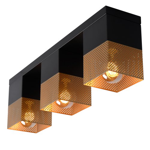 LUCIDE RENATE Ceiling Light  3x E27/40W Black/Gold - obrázek