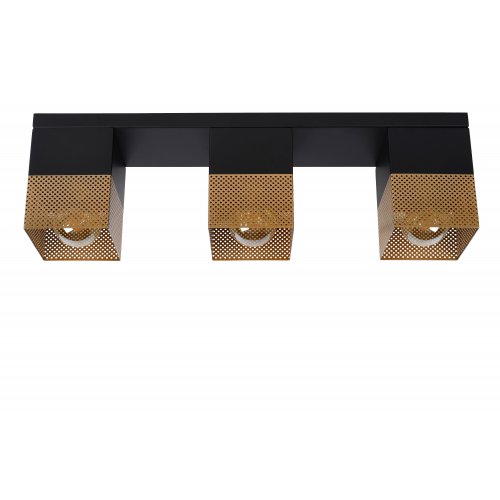 LUCIDE RENATE Ceiling Light  3x E27/40W Black/Gold - obrázek