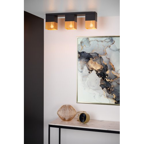 LUCIDE RENATE Ceiling Light  3x E27/40W Black/Gold - obrázek