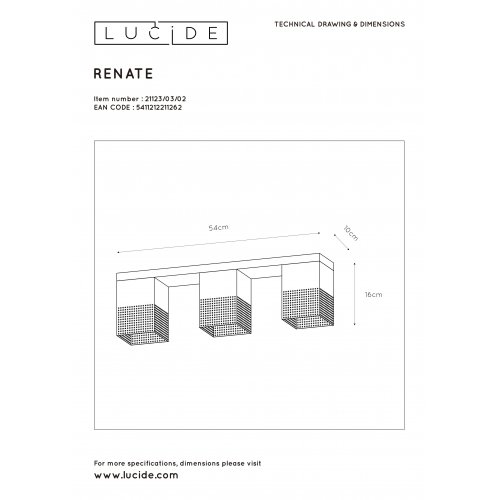 LUCIDE RENATE Ceiling Light  3x E27/40W Black/Gold - obrázek