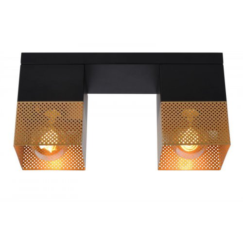 LUCIDE RENATE Ceiling Light  2x E27/40W Black/Gold - obrázek