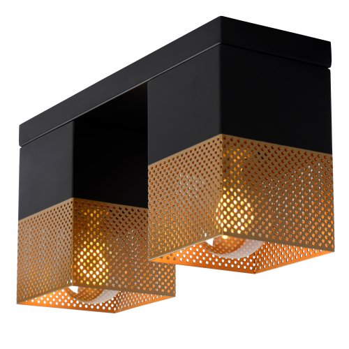 LUCIDE RENATE Ceiling Light  2x E27/40W Black/Gold - obrázek