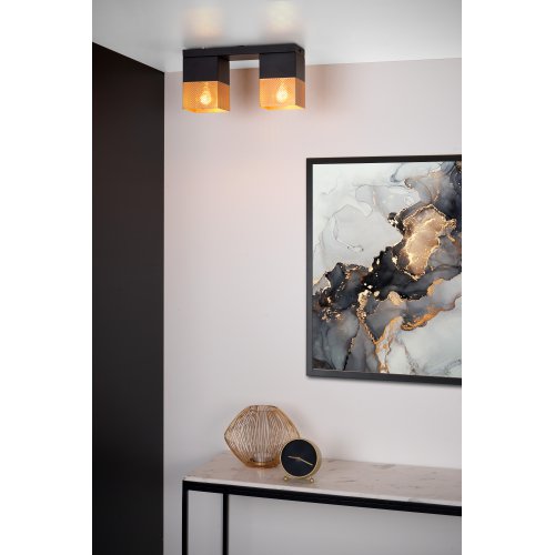 LUCIDE RENATE Ceiling Light  2x E27/40W Black/Gold - obrázek