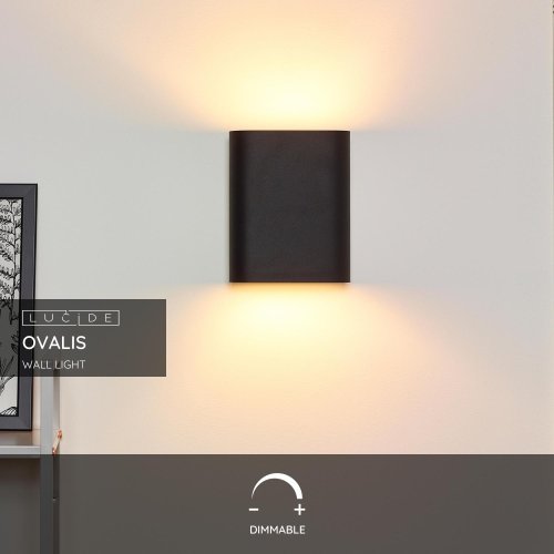 LUCIDE OVALIS Wall Light 2xE14/9W Black/Gold nástěnné svítidlo - obrázek