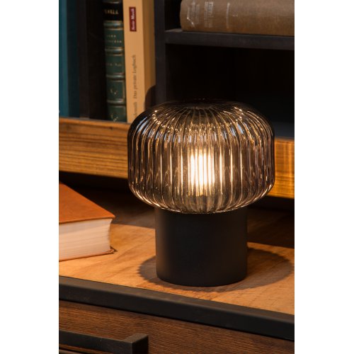 LUCIDE JANY Table lamp E14/40W Black/Smoke glass stolní lampa - obrázek