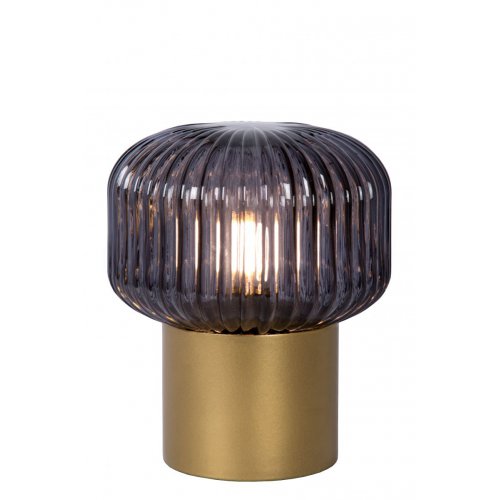 LUCIDE JANY Table lamp E14/40W Matt Gold/Smoke glass stolní lampa - obrázek