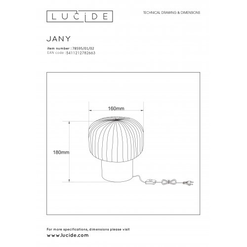 LUCIDE JANY Table lamp E14/40W Matt Gold/Smoke glass stolní lampa - obrázek