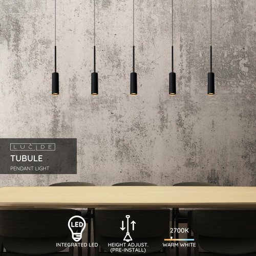 LUCIDE TUBULE  Pendant Led 5x7W 2700K Black závěsné svítidlo, lustr - obrázek