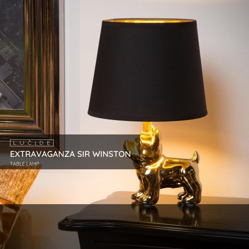 LUCIDE SIR WINSTON Table Lamp E14/40W 31.5H Gold /Black stolní lampa - obrázek