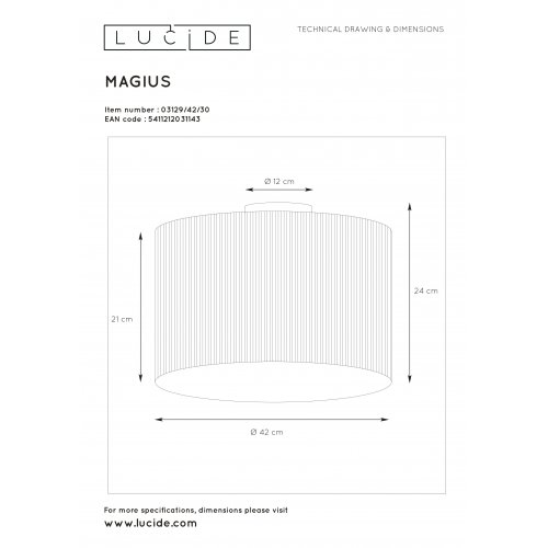 LUCIDE MAGIUS Ceiling lightRattan E27/40W Black/natur - obrázek