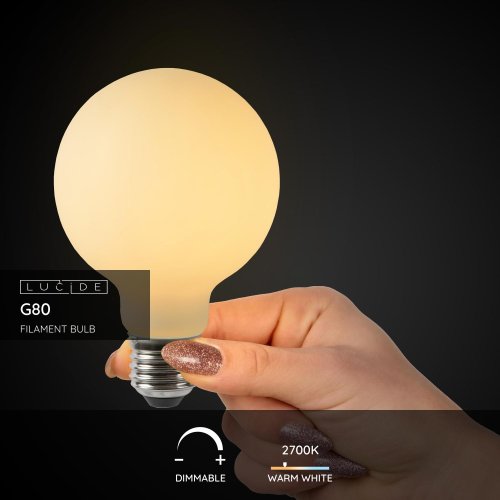 LUCIDE BULB  LED E27/5W G80 450LM Dimable  Matt Opal žárovka, zářivka - obrázek